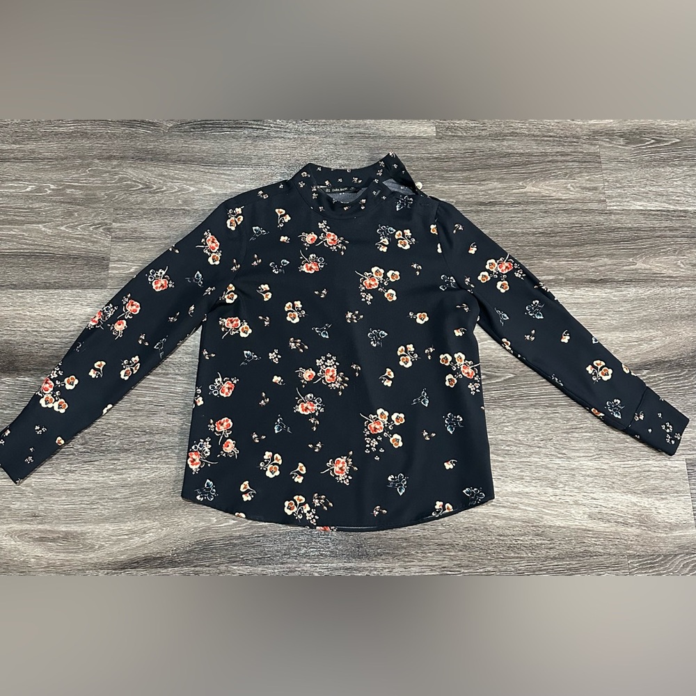 Zara Print Blouse with Pearl Beads